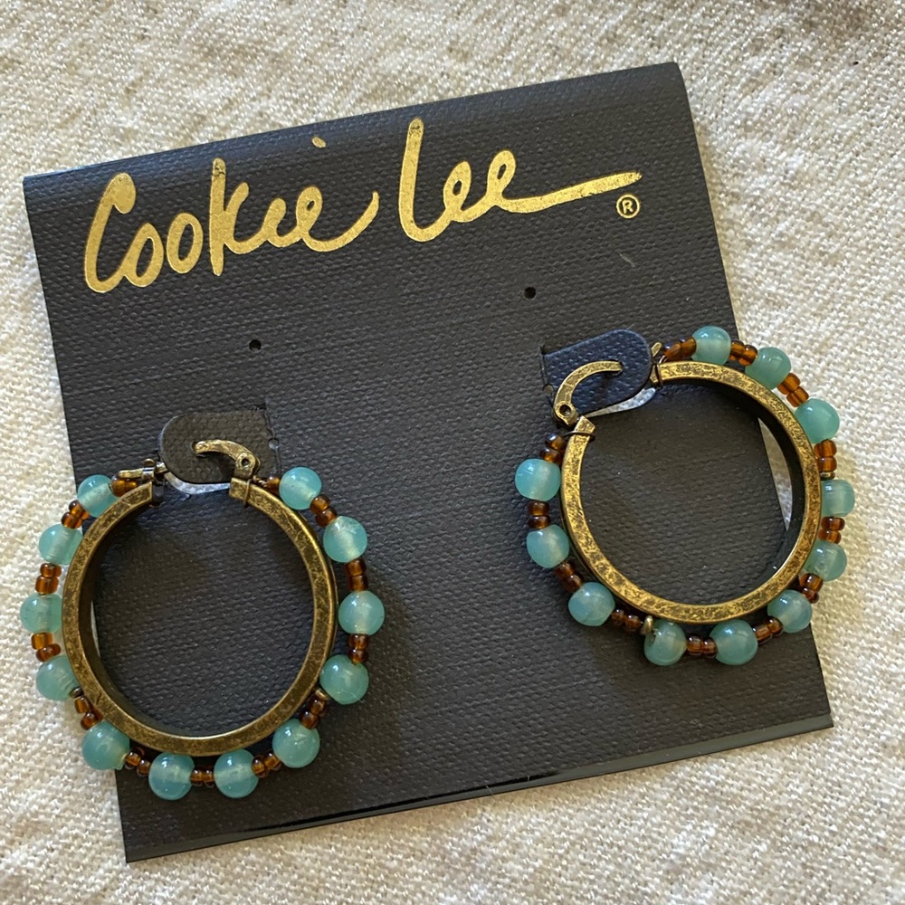 Sea & Brown Hoops with Glass Beads